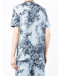 T-shirt à col rond à fleurs bleu clair Erdem