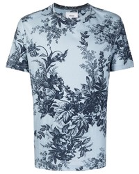 T-shirt à col rond à fleurs bleu clair Erdem