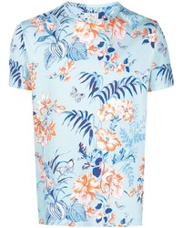 T-shirt à col rond à fleurs bleu clair Etro