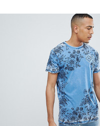 T-shirt à col rond à fleurs bleu clair Jacamo