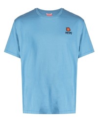 T-shirt à col rond à fleurs bleu clair Kenzo