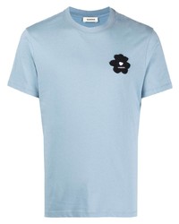 T-shirt à col rond à fleurs bleu clair Sandro