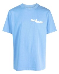 T-shirt à col rond à fleurs bleu clair Sunflower