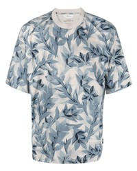 T-shirt à col rond à fleurs bleu clair Zegna