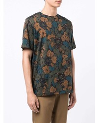 T-shirt à col rond à fleurs bleu marine Paul Smith