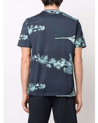 T-shirt à col rond à fleurs bleu marine Paul Smith