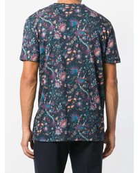 T-shirt à col rond à fleurs bleu marine Etro