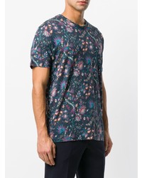 T-shirt à col rond à fleurs bleu marine Etro