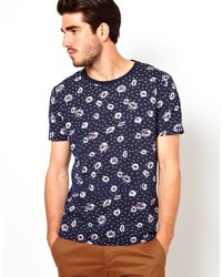 T-shirt à col rond à fleurs bleu marine GANT RUGGER