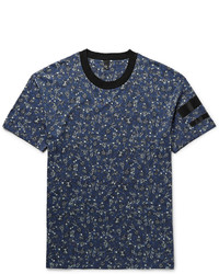 T-shirt à col rond à fleurs bleu marine McQ