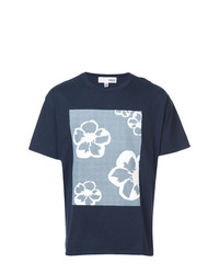 T-shirt à col rond à fleurs bleu marine Odin