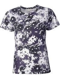 T-shirt à col rond à fleurs bleu marine Stella McCartney
