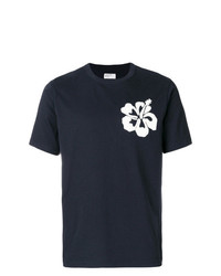 T-shirt à col rond à fleurs bleu marine Universal Works