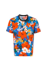 T-shirt à col rond à fleurs bleu AMI Alexandre Mattiussi
