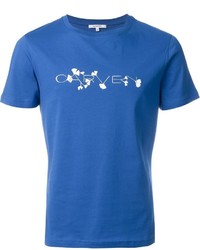 T-shirt à col rond à fleurs bleu Carven
