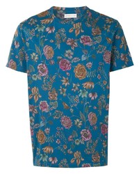 T-shirt à col rond à fleurs bleu Etro