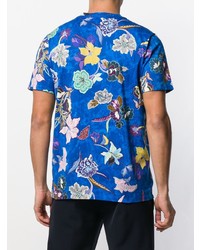 T-shirt à col rond à fleurs bleu Etro