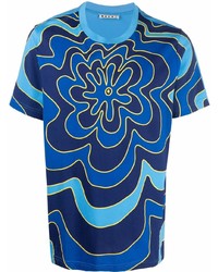 T-shirt à col rond à fleurs bleu Marni