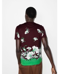 T-shirt à col rond à fleurs bordeaux Valentino