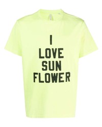 T-shirt à col rond à fleurs chartreuse