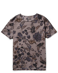 T-shirt à col rond à fleurs gris foncé