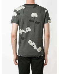 T-shirt à col rond à fleurs gris foncé OSKLEN