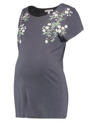 T-shirt à col rond à fleurs gris foncé Esprit