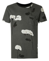 T-shirt à col rond à fleurs gris foncé OSKLEN