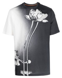T-shirt à col rond à fleurs gris foncé Paul Smith