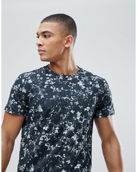 T-shirt à col rond à fleurs gris foncé Solid