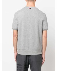 T-shirt à col rond à fleurs gris Thom Browne