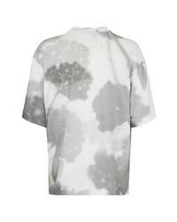 T-shirt à col rond à fleurs gris Fendi