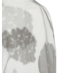 T-shirt à col rond à fleurs gris Fendi