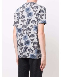 T-shirt à col rond à fleurs gris Etro