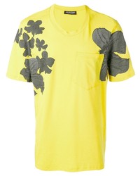 T-shirt à col rond à fleurs jaune