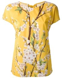 T-shirt à col rond à fleurs jaune Dolce & Gabbana