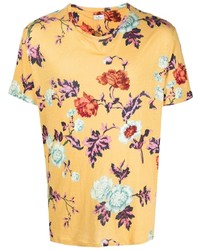 T-shirt à col rond à fleurs jaune Etro