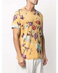 T-shirt à col rond à fleurs jaune Etro