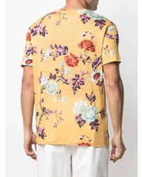 T-shirt à col rond à fleurs jaune Etro