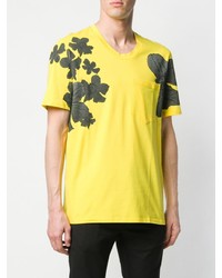 T-shirt à col rond à fleurs jaune Neil Barrett