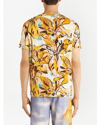 T-shirt à col rond à fleurs jaune Etro