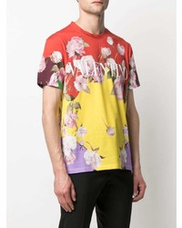 T-shirt à col rond à fleurs jaune Valentino
