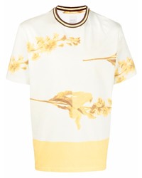 T-shirt à col rond à fleurs jaune Paul Smith
