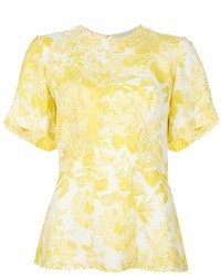 T-shirt à col rond à fleurs jaune Stella McCartney