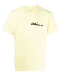 T-shirt à col rond à fleurs jaune Sunflower