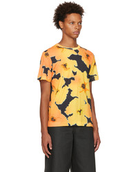 T-shirt à col rond à fleurs jaune Dries Van Noten