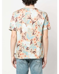 T-shirt à col rond à fleurs marron clair PS Paul Smith