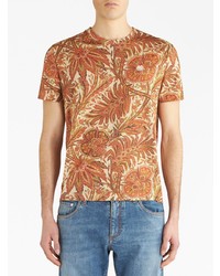 T-shirt à col rond à fleurs marron Etro