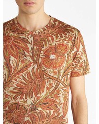 T-shirt à col rond à fleurs marron Etro