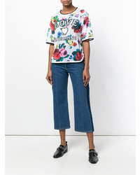 T-shirt à col rond à fleurs multicolore Love Moschino